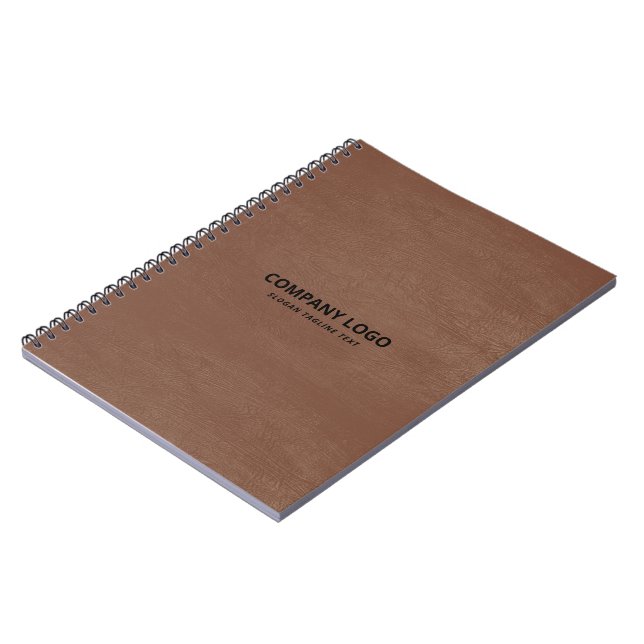  Simple Brown Vintage Leather Black Custom Text Notebook (Left Side)