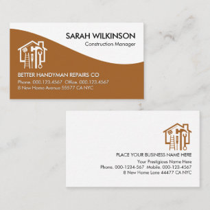 Simple Brown Wave Handyman Repairs Business Card