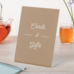 Simple Brown Wedding Cards And Gifts  Pedestal Sign