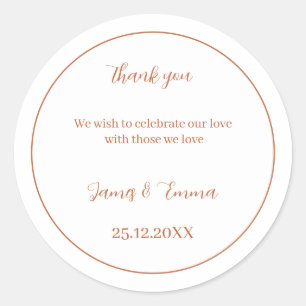 Simple Brown Wedding Classic Round Sticker