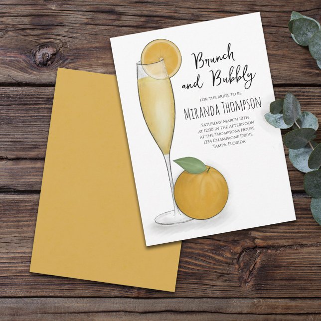 Simple Brunch and Bubbly Champagne Bridal Shower Invitation (Creator Uploaded)
