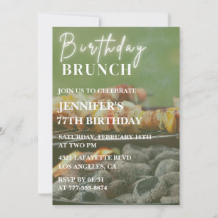 Simple Brunch Bbq Backyard 77th birthday Invitation