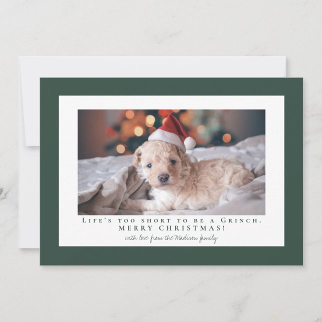 Simple Brunswick Green frame photo  Holiday Card (Front)