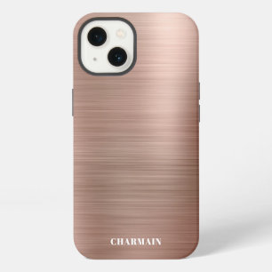 Simple Brush Metal Rose Gold iPhone 13 Case