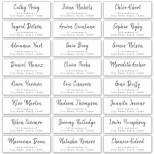 Simple brush script wedding guest address label
