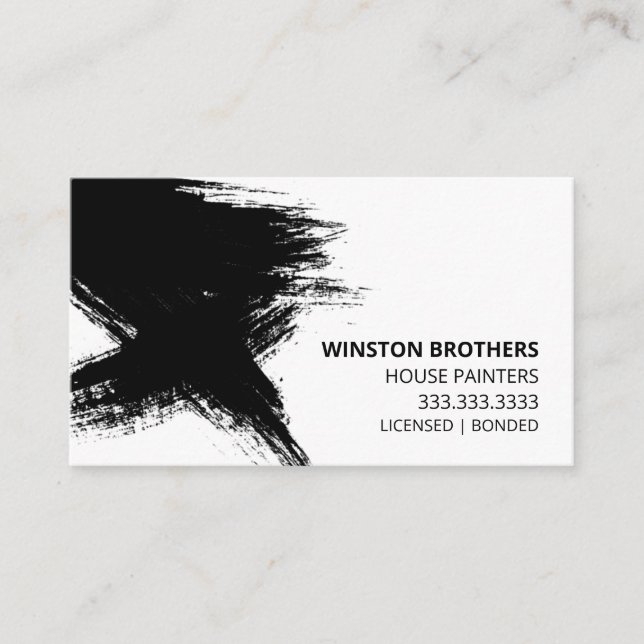 Simple Brush Stroke House Painter Business Card (Front)