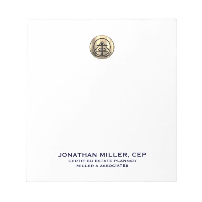 Simple Brushed Gold Logo Name Title Notepad (Front)