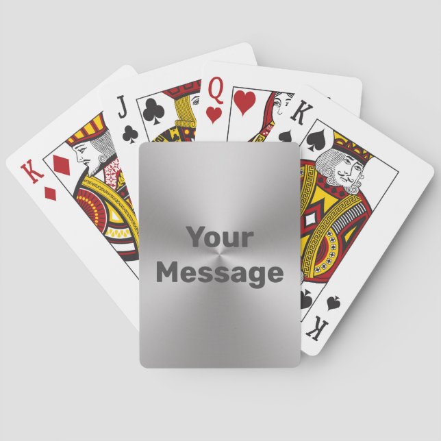 Simple Brushed Metal Look with Name Text Template Playing Cards (Back)