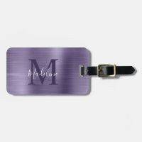 Simple Brushed Metallic Midnight Purple Monogram