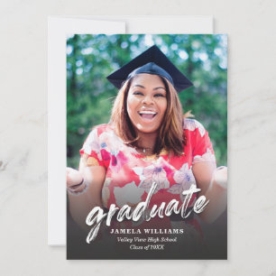Simple Brushstroke Minimal Photo Graduation Invitation
