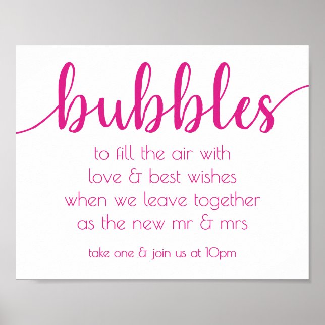 Simple Bubbles | Berry Pink Party Event Station Poster (Front)