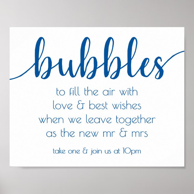 Simple Bubbles | French Blue Party Event Station Poster (Front)