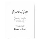 Simple Bucket List Wedding Bridal Shower Sign