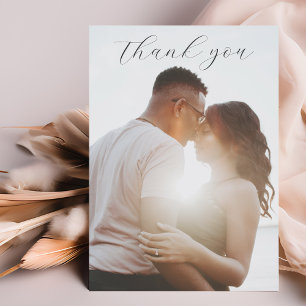 Simple Budget Black & White Photo Wedding  Thank You Card