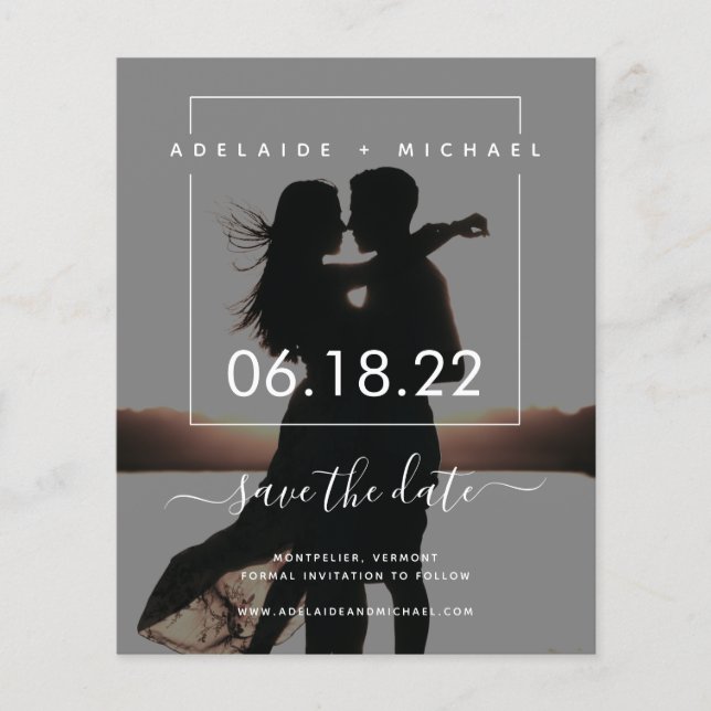 Simple Budget Elegant Photo Wedding Save the Date Flyer (Front)
