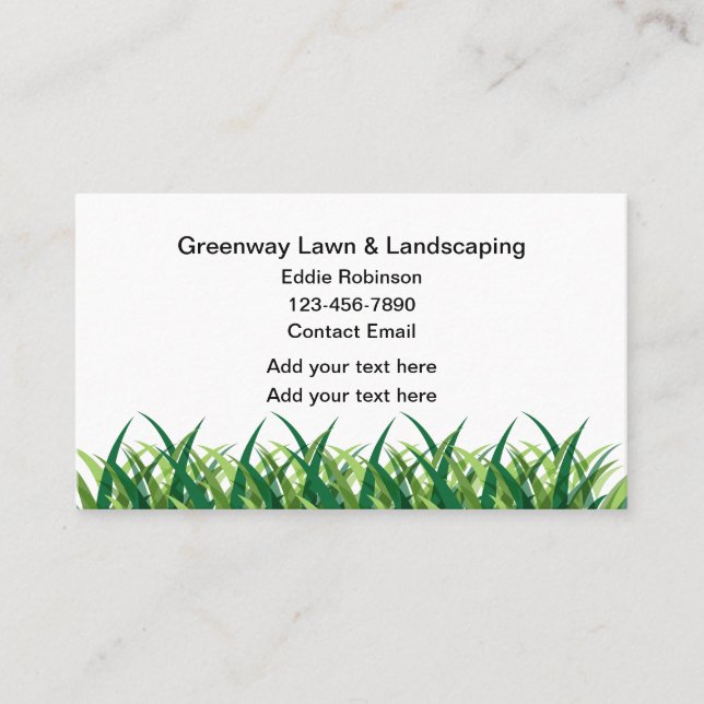 Simple Budget Lawn Landscaping Business Cards (Front)