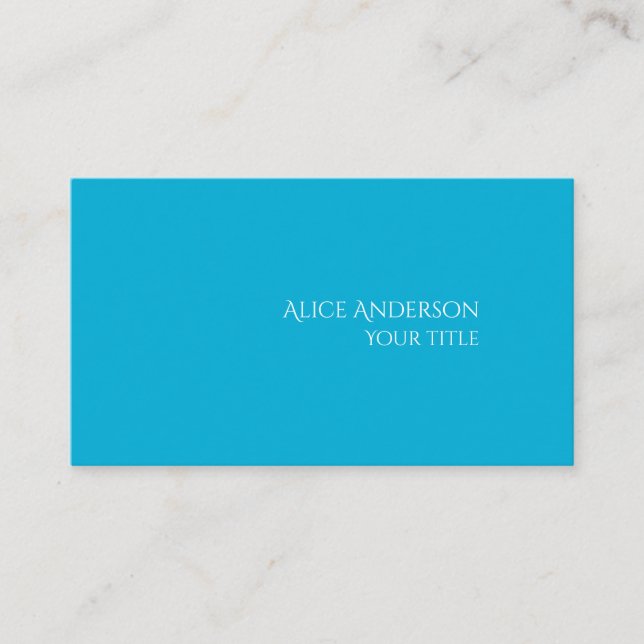 Simple Budget One Solid Colour Modern Light Blue  Business Card (Front)