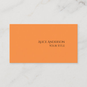 Simple Budget One Solid Colour Modern Orange Business Card