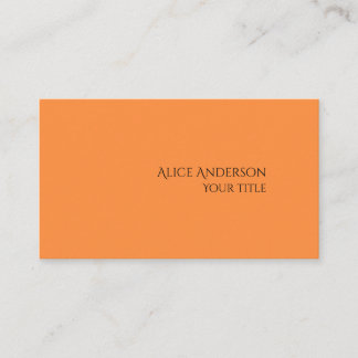 Simple Budget One Solid Colour Modern Orange Business Card