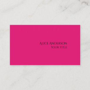 Simple Budget One Solid Colour Modern Pink Business Card