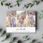 Simple Budget Photo Wedding Save the Date Announcement Postcard<br><div class="desc">Simple three photo collage design wedding save the date postcards. Share three of your favourite engagement photos with this budget friendly photo collage wedding save the date.</div>