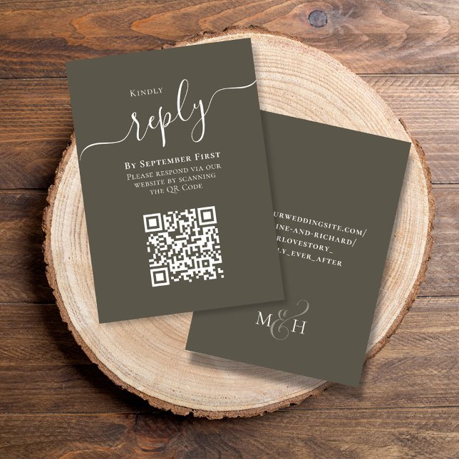 Simple Budget QR Code RSVP Wedding (Wedding RSVP response card with scannable QR Code. )