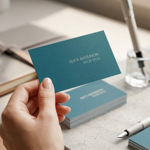 Simple Budget Solid Colour Modern Elegant Teal  Business Card