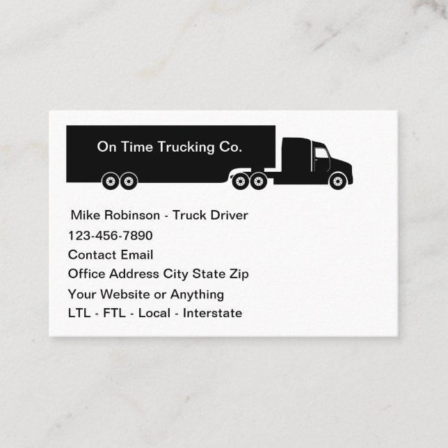 Simple Budget Truck Driver Shipping Theme Business Card (Front)