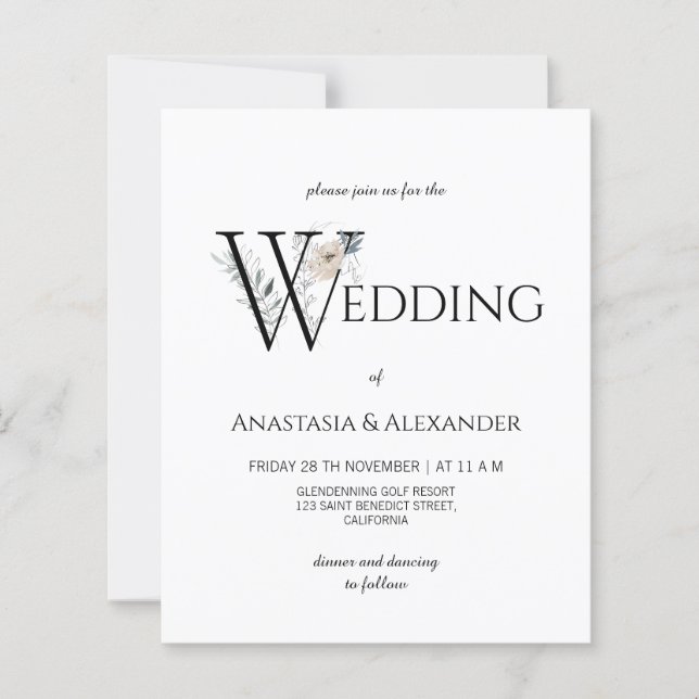 Simple Budget Wedding invitation (Front)