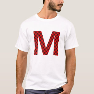 Simple Buffalo Plaid Capital Letter M Buffalo Plai T-Shirt