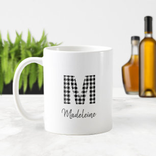 🖤 Simple Buffalo Plaid Monogram  Coffee Mug