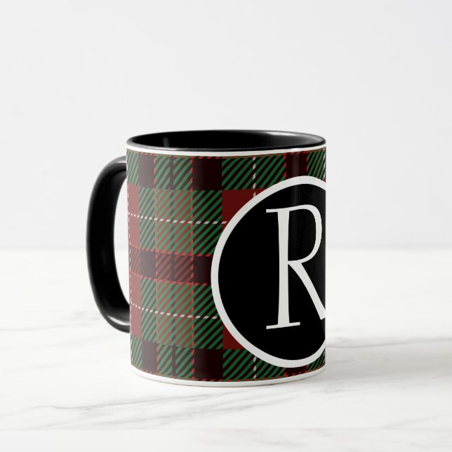 SImple buffalo plaid monogram Mug (Front Left)