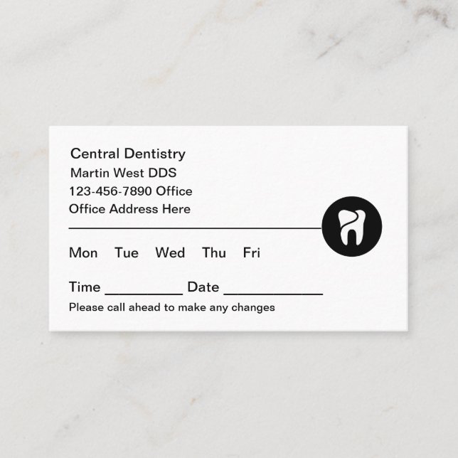 Simple Bulk Dentist Office Appointment Cards (Front)