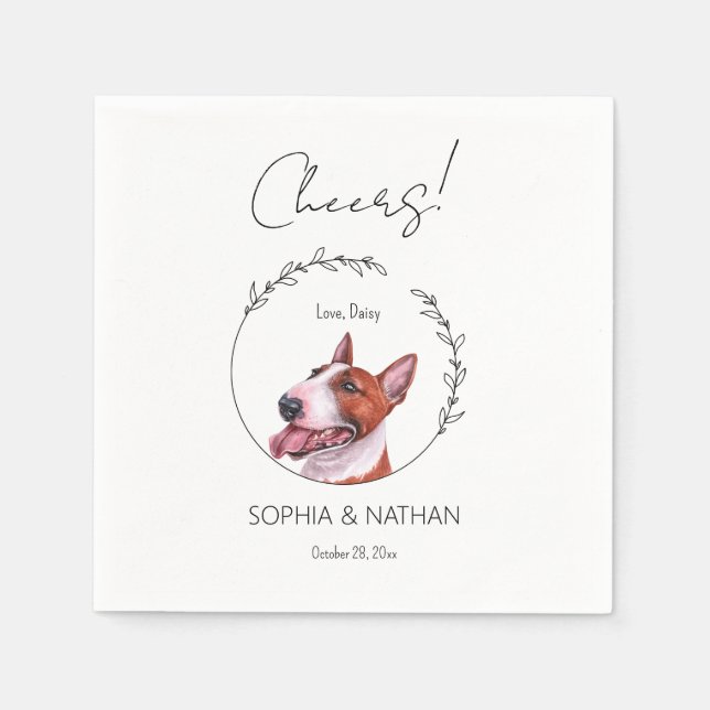 Simple Bull Terrier Dog Wedding Cocktail  Napkin (Front)