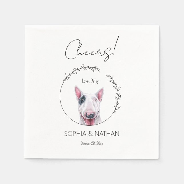 Simple Bull Terrier Dog Wedding Cocktail  Napkin (Front)