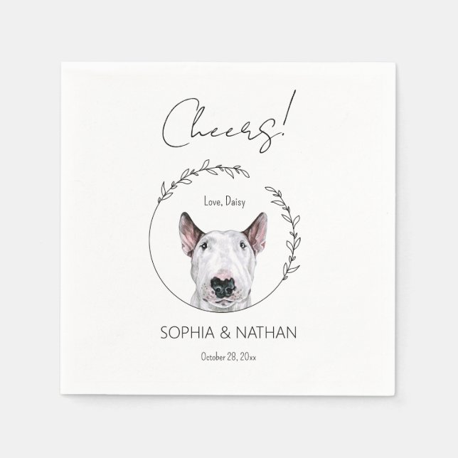 Simple Bull Terrier Dog Wedding Cocktail  Napkin (Front)