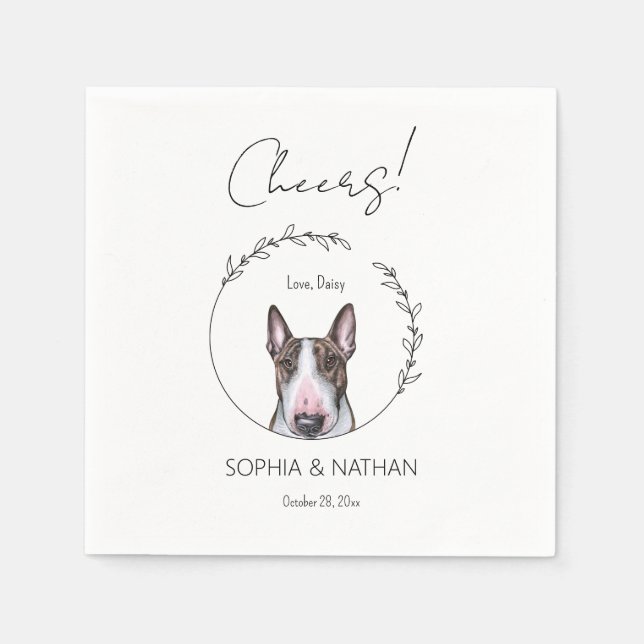 Simple Bull Terrier Dog Wedding Cocktail  Napkin (Front)