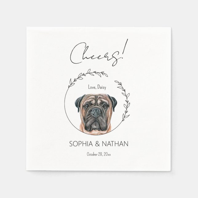 Simple Bullmastiff Dog Wedding Cocktail Napkins (Front)