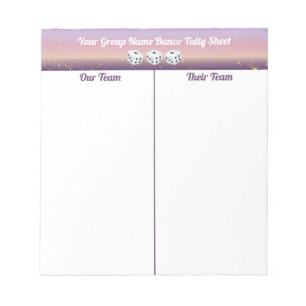 Simple Bunco Dice Table Tally Notepad