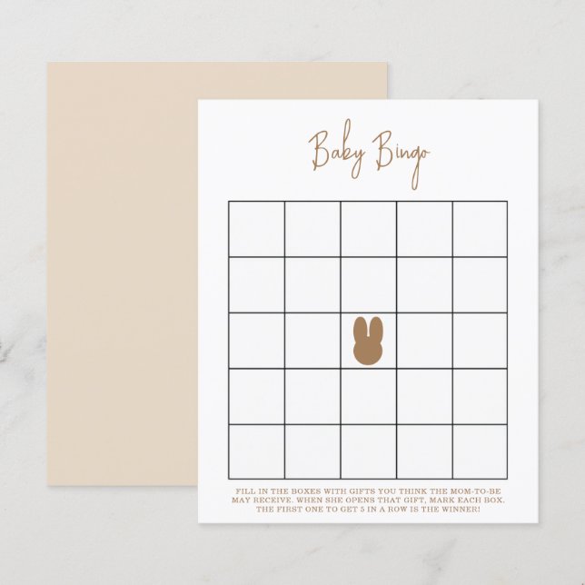 Simple bunny Baby shower bingo game (Front/Back)