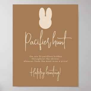 Simple Bunny Pacifier hunt game baby shower Poster