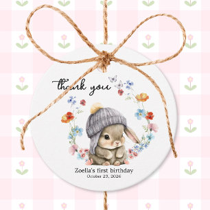 Simple Bunny Rabbit First Birthday Favor Tag