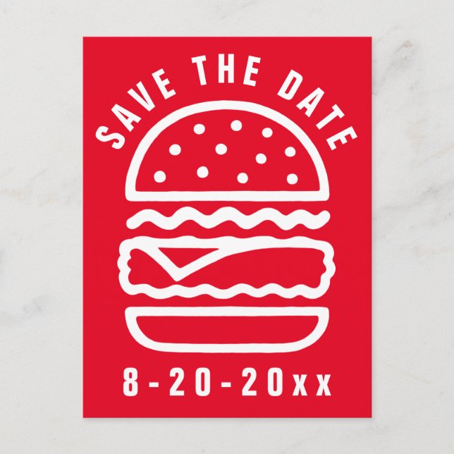 Simple Burger Save the Date Postcard (Front)