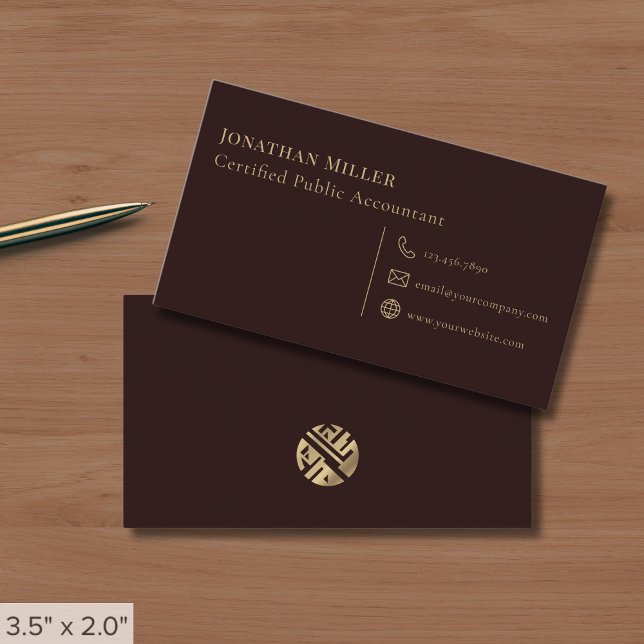 Simple Burgundy and Gold Business Card (Creator Uploaded)