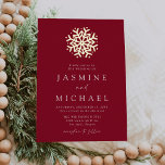 Simple Burgundy and Gold Snowflake Wedding<br><div class="desc">Make your big day sparkle with our Simple Snowflake Burgundy and Gold Foil Wedding Invitation. This stunning design showcases a bold gold foil snowflake atop a burgundy background. Couples can personalise with their names and wedding details in elegant white serif lettering with calligraphy accents. Perfect for modern winter, holiday, and...</div>