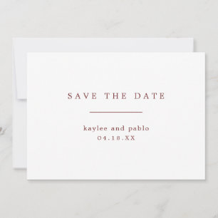 Simple Burgundy and White Minimalist Wedding Save The Date