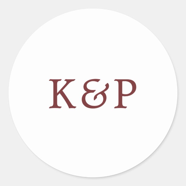 Simple Burgundy and White Monogram Wedding Classic Round Sticker (Front)