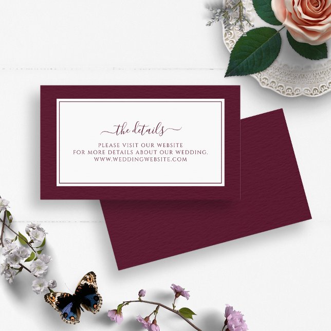 Simple Burgundy Border Script Wedding Website Enclosure Card (Simple Burgundy Border Script Wedding Website Enclosure Card by Painted Paperie
)