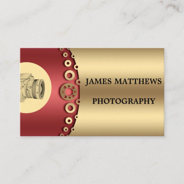 Simple Burgundy Colour Design Photographer Busines Business Card (Front)