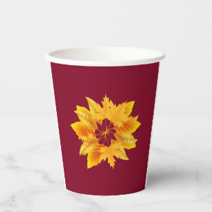 Simple Burgundy Gold Autumn Celebration Drink  Paper Cups